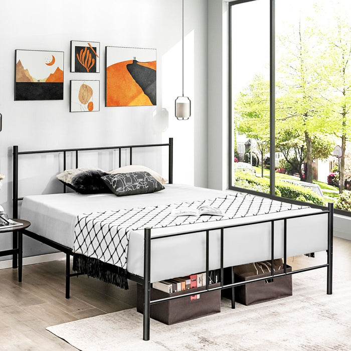 Double Size Slatted Metal Bed Frame - 200 x 139 cm with Headboard and Footboard - Perfect for Comfort and Stylish Bedroom Décor
