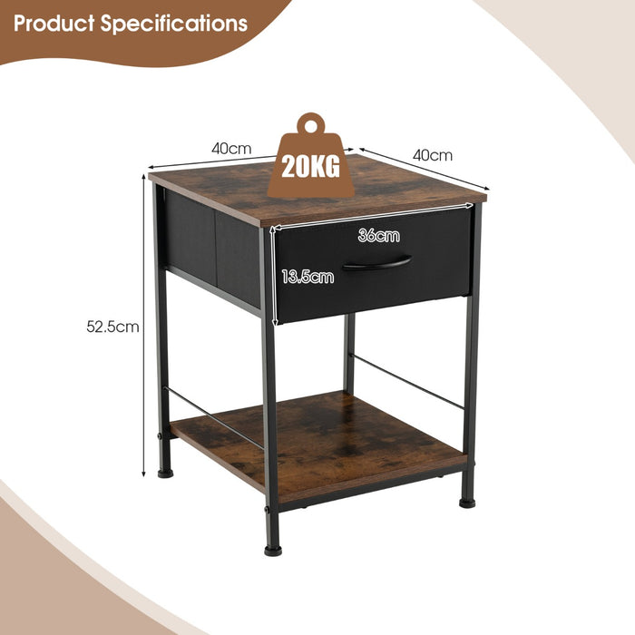 Rustic Brown 2-Tier Nightstand - Bedside End Sofa Table with Drawer - Ideal for Bedroom Convenience and Home Decor