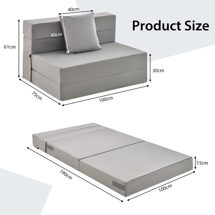 Portable Folding Bed - High-Density Foam Mattress with Pillow, Dark Grey - Perfect for Overnight Guests and Camping Trips