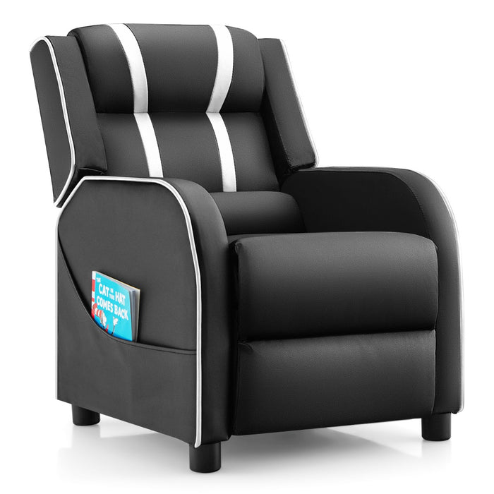Kids Recliner Furniture - Adjustable Backrest Footrest & Side Pockets Chair in Blue - Ideal Comfort Solution for Children