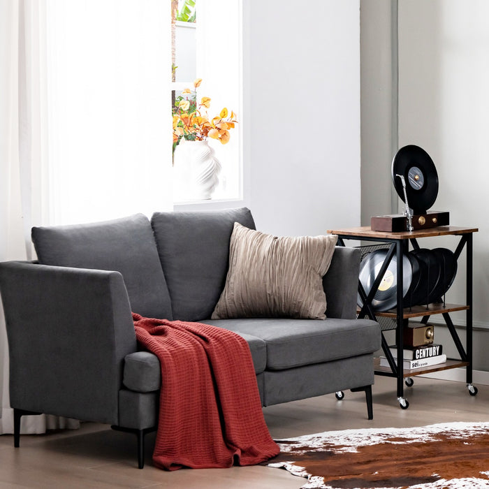 Modern Upholstered Linen - 2-Seater Fabric Sofa in Grey - Ideal for Compact Living Spaces or Lounge rooms