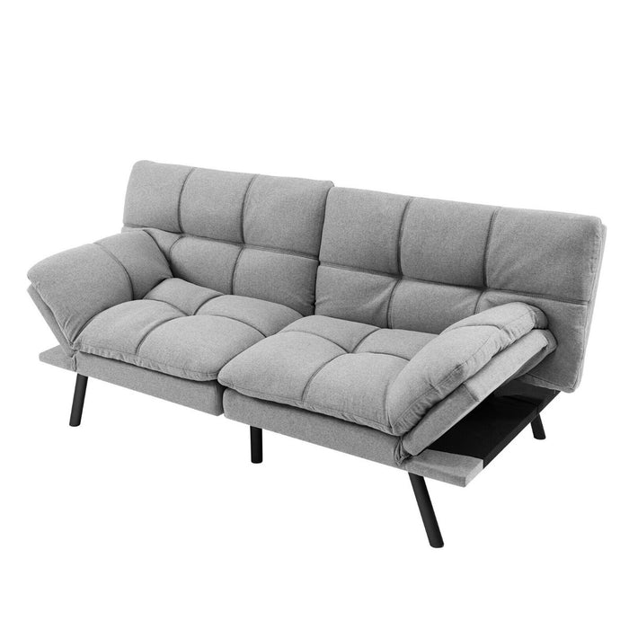 2 Seater Convertible Sofa Bed with Reclining Backrest-Brown