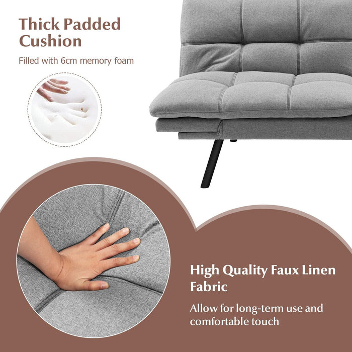 2 Seater Convertible Sofa Bed with Reclining Backrest-Brown