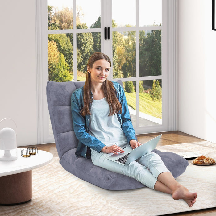 Coral Velvet - Adjustable Floor Gaming Chair with 14-Position Back, Black - Ideal for Comfortable and Flexible Gaming Set-Up