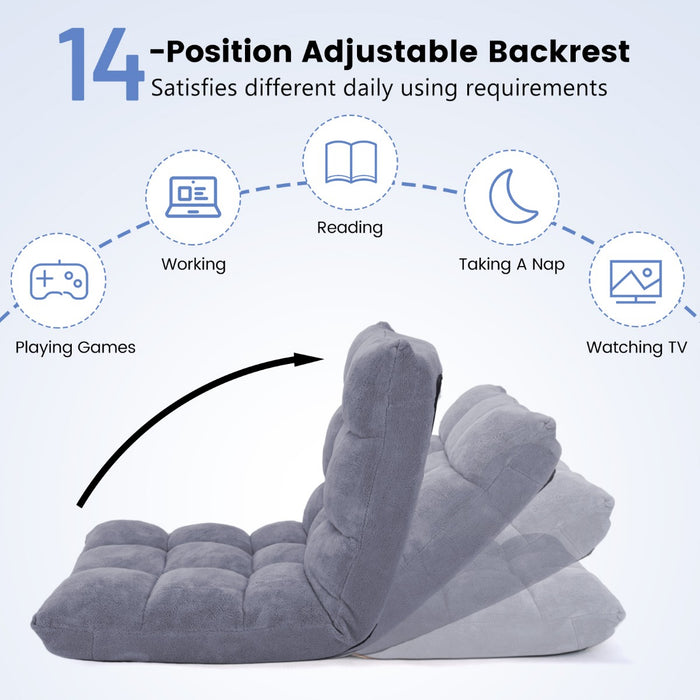 Coral Velvet - Adjustable Floor Gaming Chair with 14-Position Back, Black - Ideal for Comfortable and Flexible Gaming Set-Up