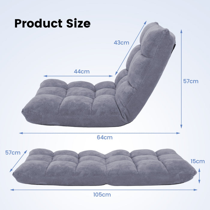 Coral Velvet - Adjustable Floor Gaming Chair with 14-Position Back, Black - Ideal for Comfortable and Flexible Gaming Set-Up