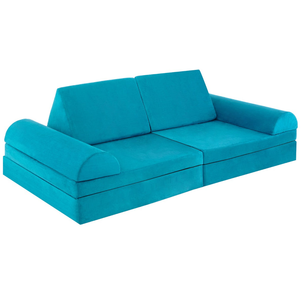 Modular Convertible Play Couch - 6 Piece Kids Sofa in Vibrant Green - Ideal for Fun and Creative Playtime Activities
