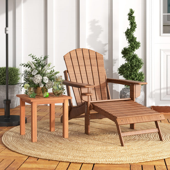 Outdoor Patio Hardwood Side Table with Slatted Tabletop Design - Perfect For Outdoor Decor & Functional Living Space