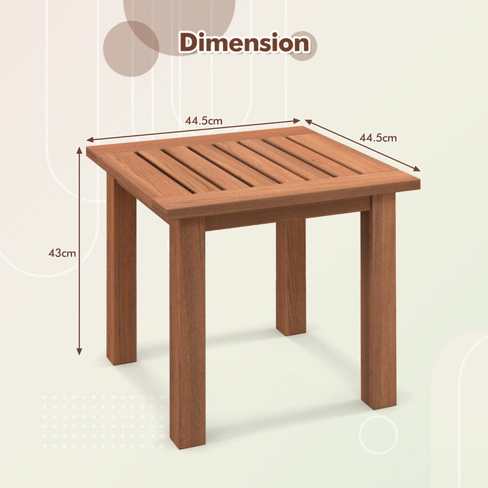 Outdoor Patio Hardwood Side Table with Slatted Tabletop Design - Perfect For Outdoor Decor & Functional Living Space