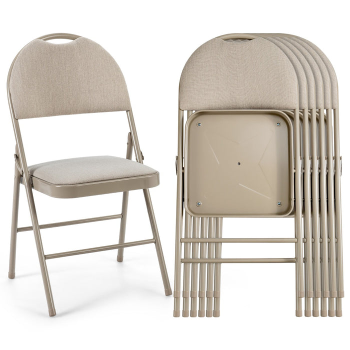 6-Piece Set - Grey Folding Chairs with Handle Hole & Portable Backrest - Ideal for Any Occasion Needing Extra Seating