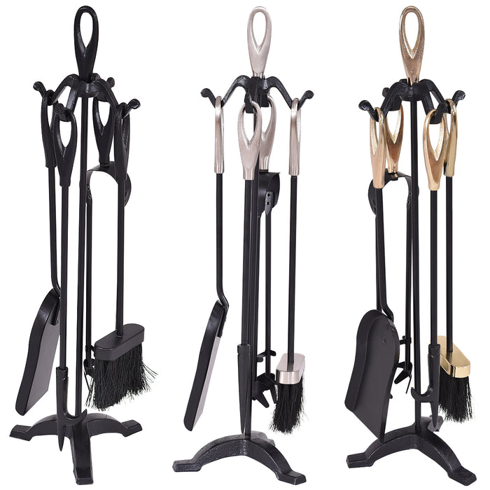 5 Pieces Fire Companion Set - High-Quality Fireplace Tools - Perfect Solution for Maintaining and Cleaning Fireplaces