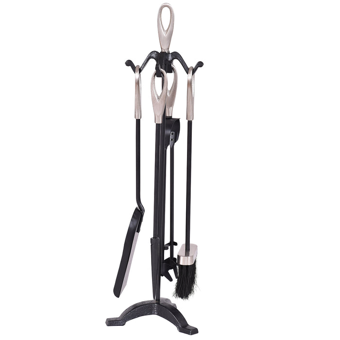 5 Pieces Fire Companion Set - High-Quality Fireplace Tools - Perfect Solution for Maintaining and Cleaning Fireplaces