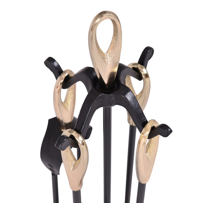 5 Pieces Fire Companion Set - High-Quality Fireplace Tools - Perfect Solution for Maintaining and Cleaning Fireplaces