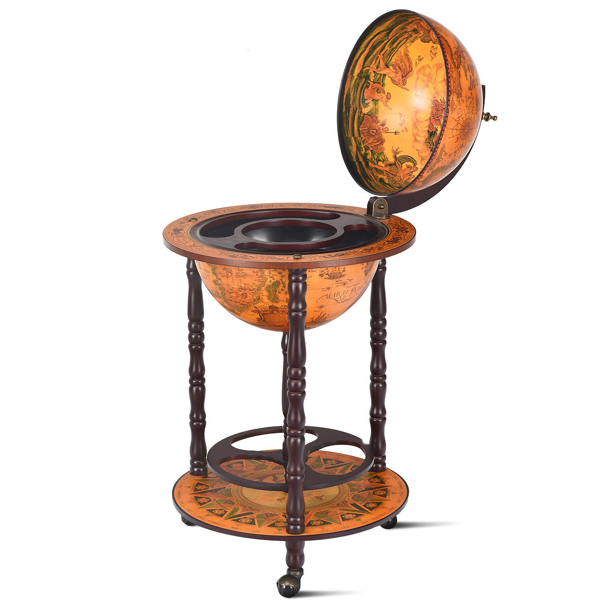 Italian Styled - Globe Drinks Cabinet with Wheels - Perfect Home Bar Accessory for Whisky and Wine Lovers