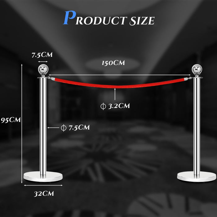 Queue Belt Barriers Set of 4 - 1.5 m Cord Length for Crowd Management - Perfect for Events, Businesses and Queue Management