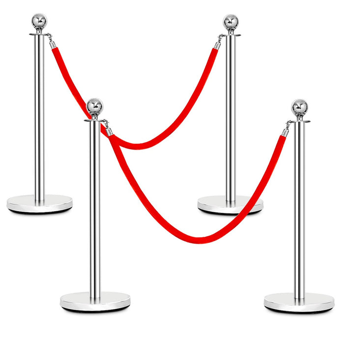 Queue Belt Barriers Set of 4 - 1.5 m Cord Length for Crowd Management - Perfect for Events, Businesses and Queue Management