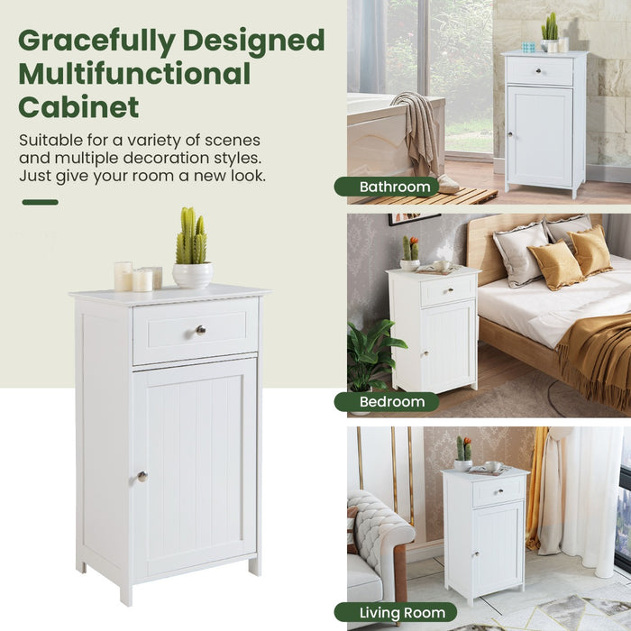 Adjustable Shelf Bathroom Floor Cabinet - Storage Furniture with 3-Position Customizability - Ideal for Organizing Bath Accessories