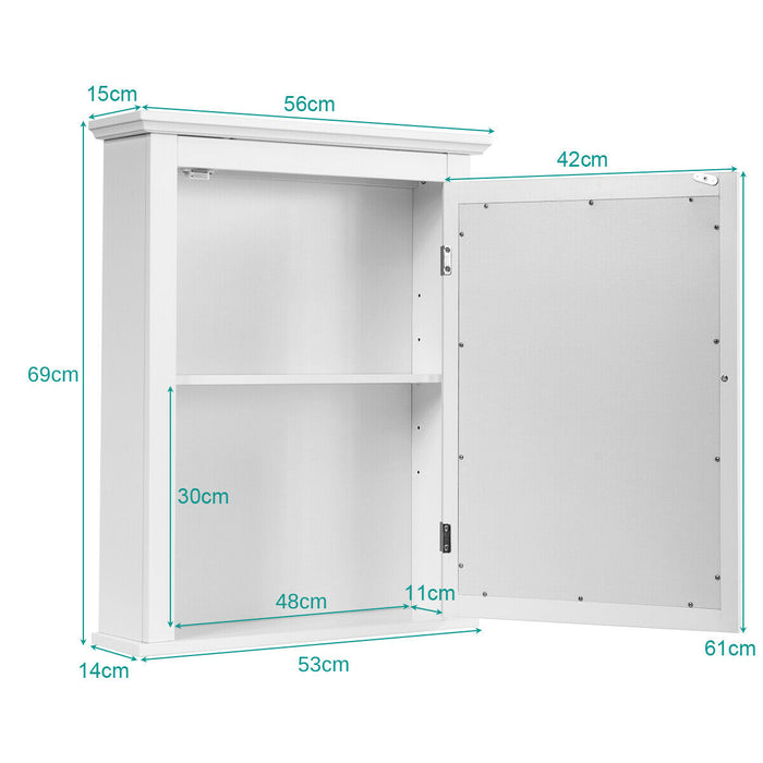Storage Cabinet with Mirror - Wall Mounted Bathroom and Medicine Storage - Ideal for Compact Space Saving