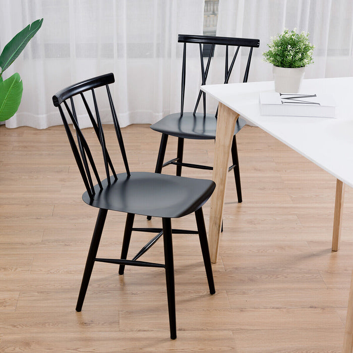 Steel Dining Chair Duo - Sturdy Chairs with Curved Backrest for Comfort - Ideal Seating Solution for Restaurants and Cafes