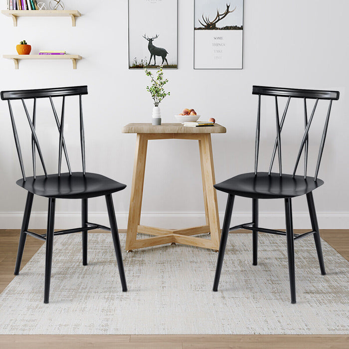 Steel Dining Chair Duo - Sturdy Chairs with Curved Backrest for Comfort - Ideal Seating Solution for Restaurants and Cafes