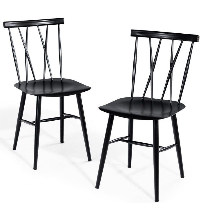 Steel Dining Chair Duo - Sturdy Chairs with Curved Backrest for Comfort - Ideal Seating Solution for Restaurants and Cafes