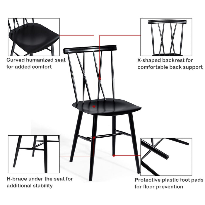 Steel Dining Chair Duo - Sturdy Chairs with Curved Backrest for Comfort - Ideal Seating Solution for Restaurants and Cafes