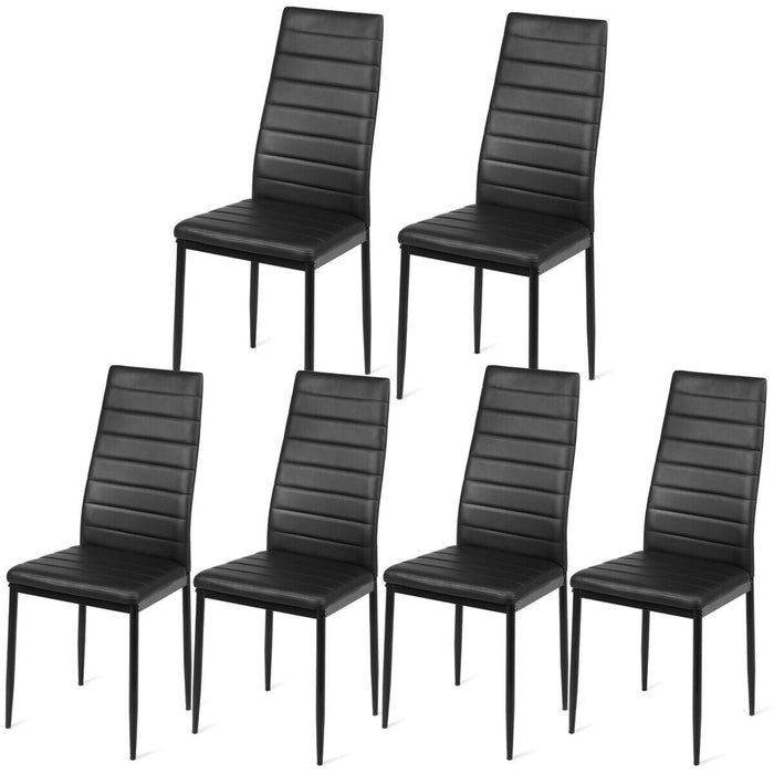 Set of 6 Dining Chairs - High Back Design with Robust Metal Legs and Protective Foot Pads - Ideal for Elegant Dining Room Décor and Enhanced Seating Comfort
