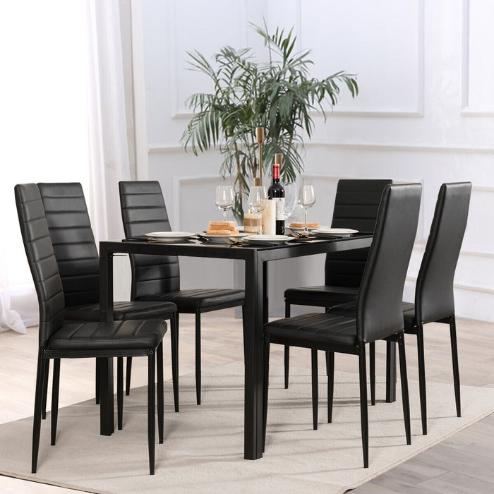 Set of 6 Dining Chairs - High Back Design with Robust Metal Legs and Protective Foot Pads - Ideal for Elegant Dining Room Décor and Enhanced Seating Comfort