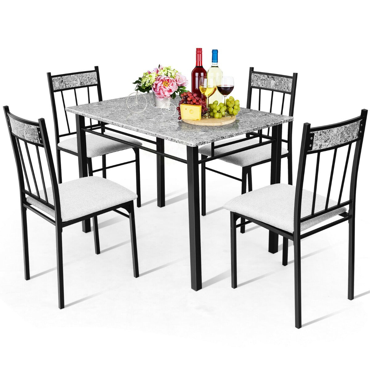 Marble Design Brand - Kitchen Dining Set with Comfortable Sponge Cushions - Ideal for Family Meals and Entertainment