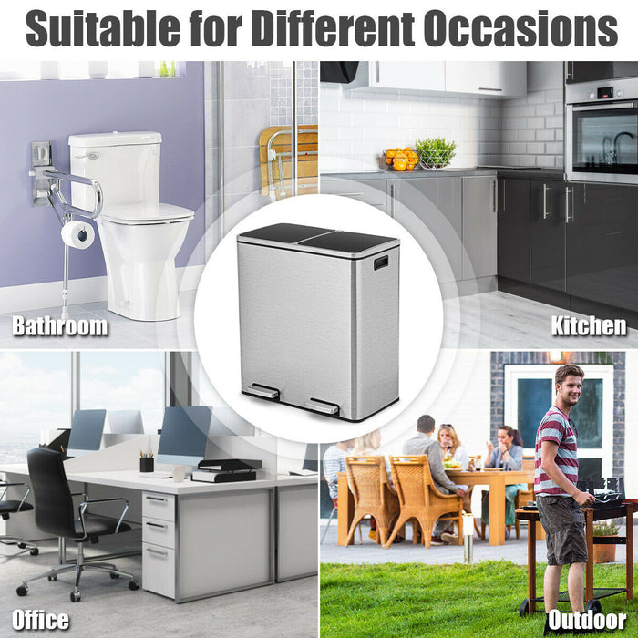 Double Recycle Pedal Bin - Dual Removable Compartments, Ideal for Home Use - Perfect for Waste Segregation and Recycling Needs