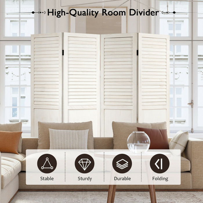 Panel Room Divider, 4-Fold, White - Ideal Solution for Privacy at Home - Perfect for Space Allocation and Hafiz Segmentation