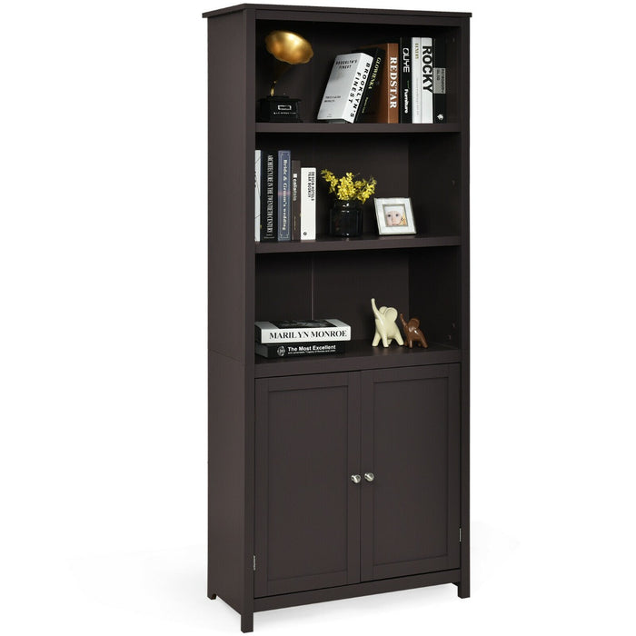 Wooden Tall Bookcase 3-Tier - Storage Cabinet in Coffee Finish - Ideal for Organizing Books and Display Items