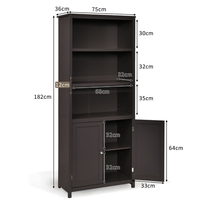 Wooden Tall Bookcase 3-Tier - Storage Cabinet in Coffee Finish - Ideal for Organizing Books and Display Items