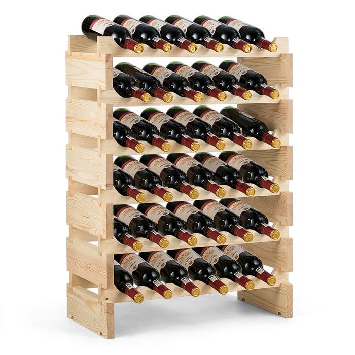 6 Tier Wine Rack - Stackable Design for 36 Bottle Storage - Ideal for Wine Enthusiasts and Collectors