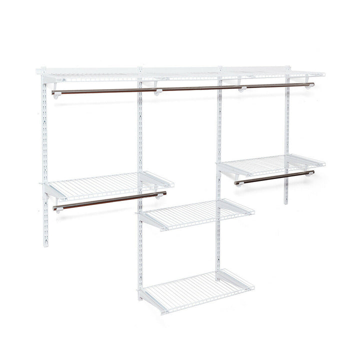 Closet Organizer System - With Hanging Rod and Adjustable Metal Rail - Ideal for Wardrobe Space Maximization and Clothing Organization