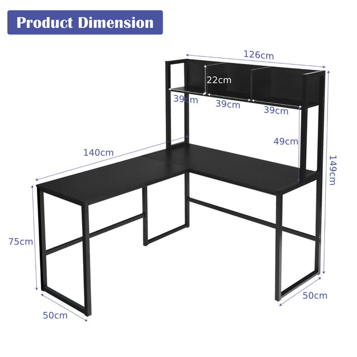 Corner Desk L-Shape - Computer Workstation with Storage Bookshelf - Ideal for Home Office and Study Space Optimization