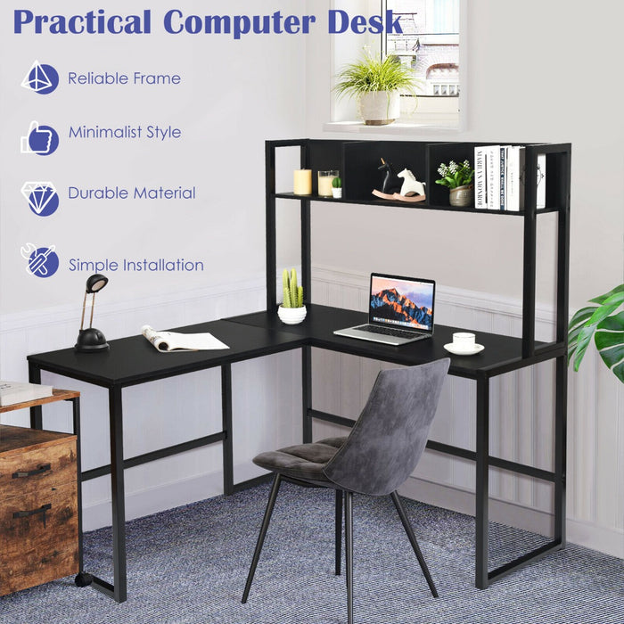 Corner Desk L-Shape - Computer Workstation with Storage Bookshelf - Ideal for Home Office and Study Space Optimization