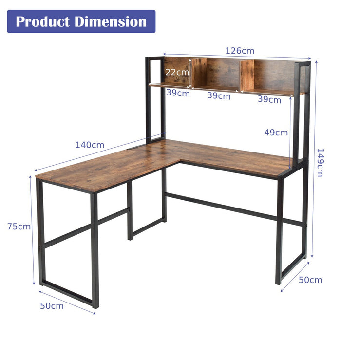 Corner Desk L-Shape - Computer Workstation with Storage Bookshelf - Ideal for Home Office and Study Space Optimization