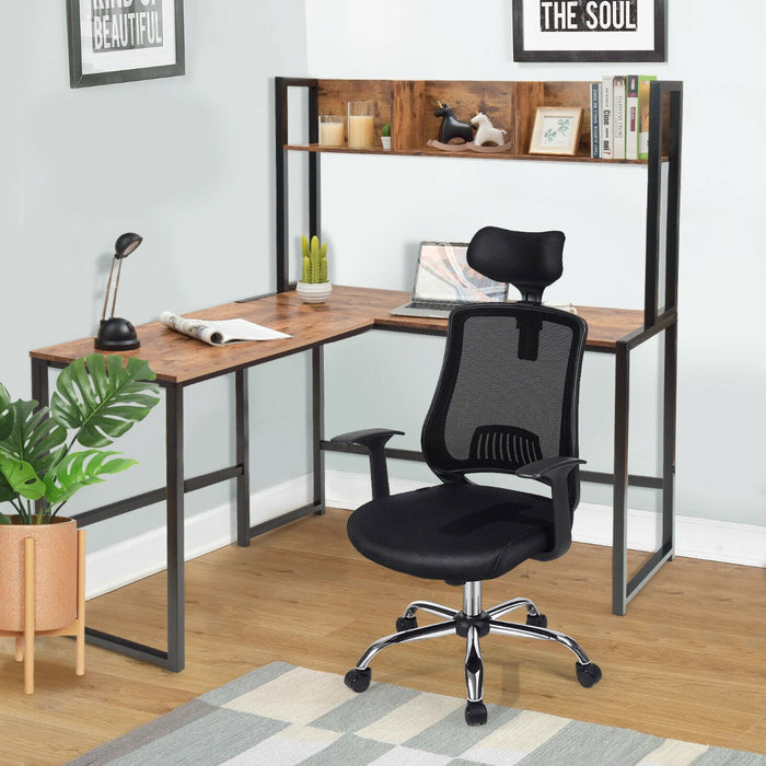 Corner Desk L-Shape - Computer Workstation with Storage Bookshelf - Ideal for Home Office and Study Space Optimization