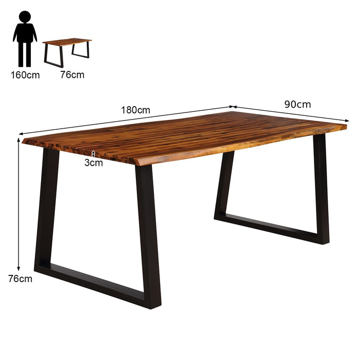 Acacia Wood Furniture - Solid Wood Dining Table with Durable Metal Frame - Ideal Piece for Dining Room Decor and Dinner Parties