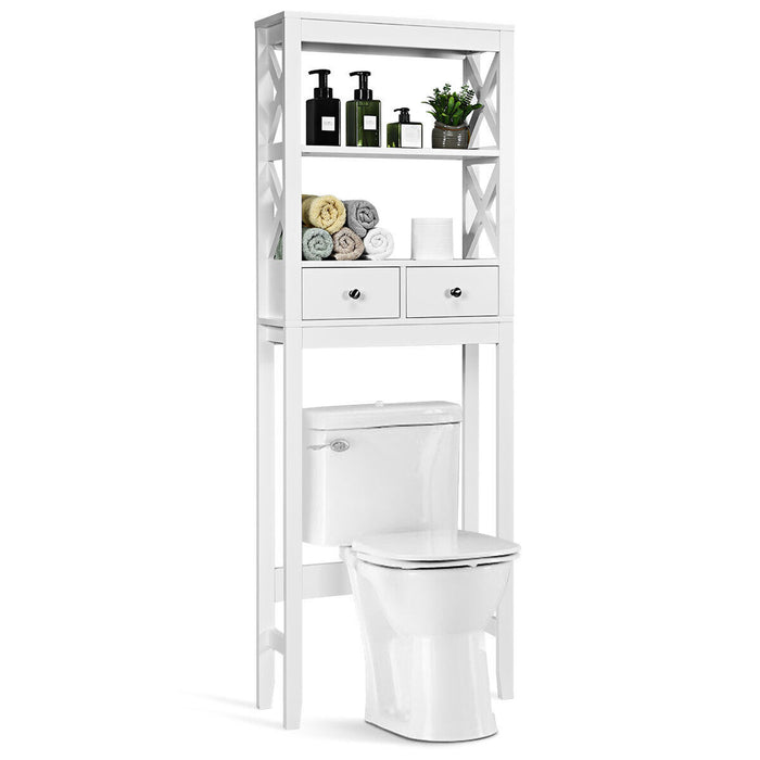 X-Frame - Over The Toilet Storage Shelf with 2 Drawers - Ideal for Bathroom Organization