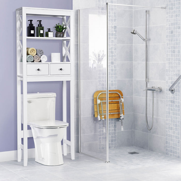 X-Frame - Over The Toilet Storage Shelf with 2 Drawers - Ideal for Bathroom Organization