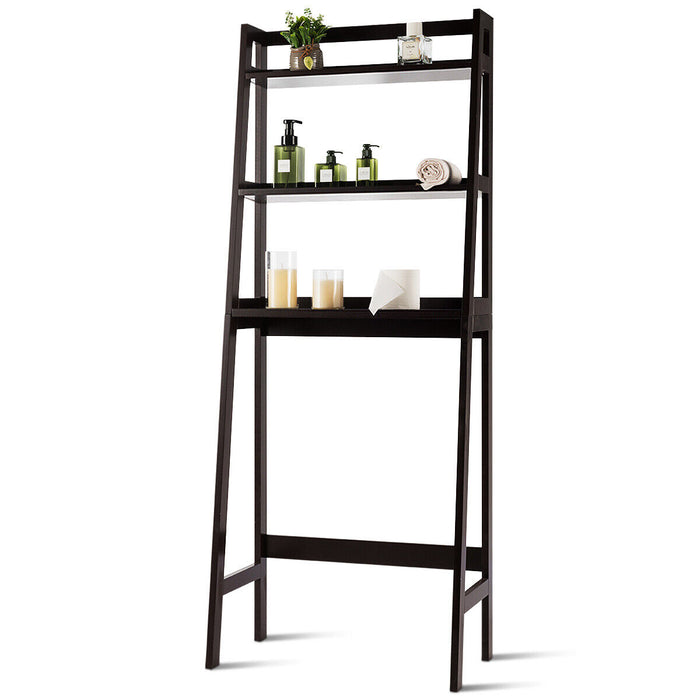 Freestanding Bathroom Rack- 3-Tier Wooden Over Toilet Storage in White - Space-saving Solution for Small Bathrooms