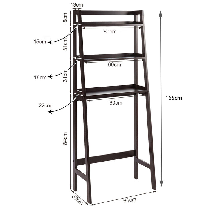 Freestanding Bathroom Rack- 3-Tier Wooden Over Toilet Storage in White - Space-saving Solution for Small Bathrooms