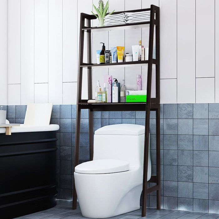 Freestanding Bathroom Rack- 3-Tier Wooden Over Toilet Storage in White - Space-saving Solution for Small Bathrooms
