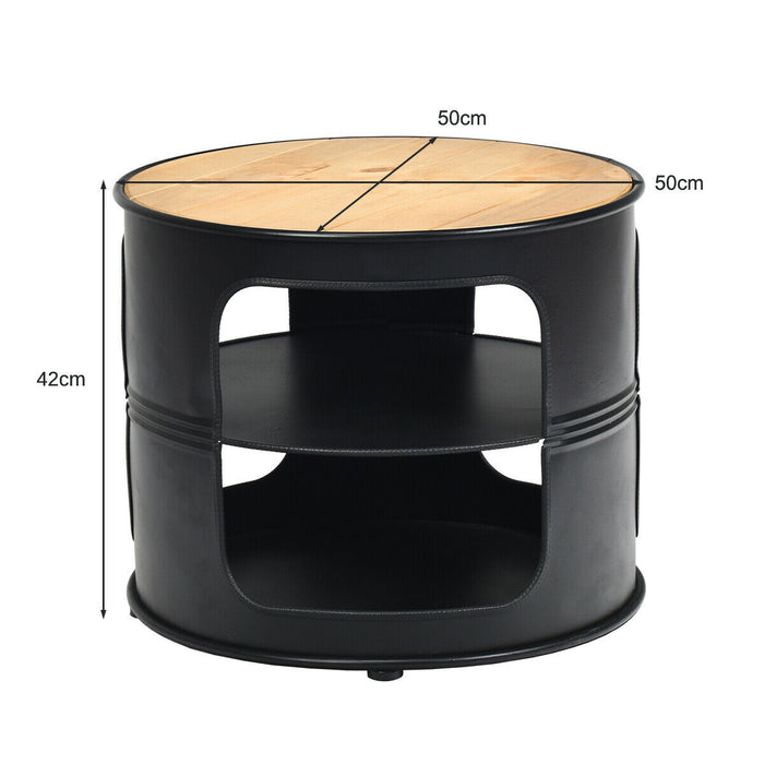 Round End Table with 3-Tiers - Living Room Furniture with Storage Shelves - Ideal Solution for Organizing Small Spaces