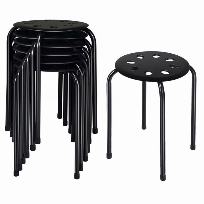 Stackable Chair Set of 6 - Portable Breakfast Dining Chairs for Home, Kitchen, Office in Black - Ideal for Space-Saving Seating Solutions
