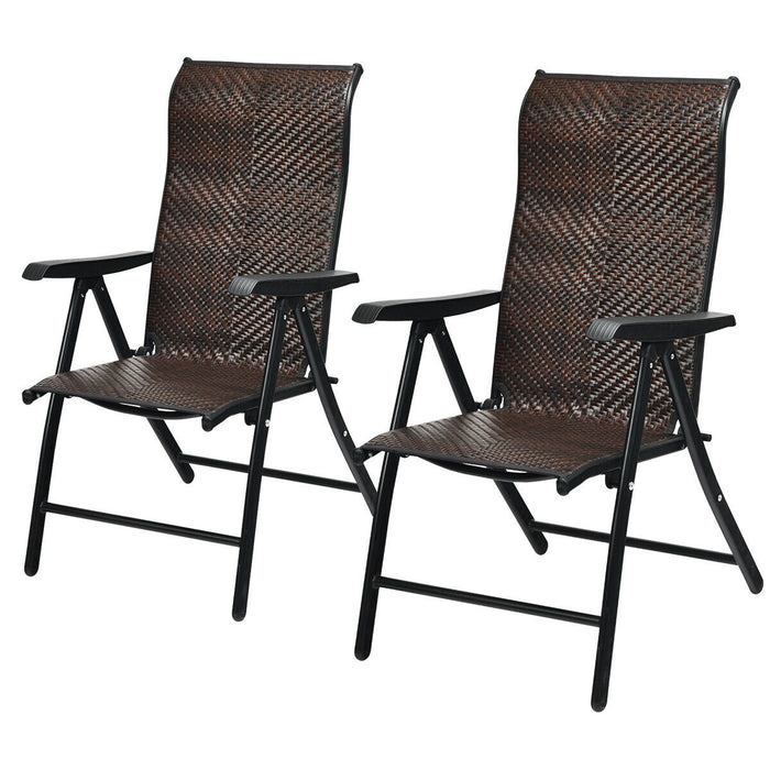 2-Piece Folding Rattan Chairs - Reclining Function, Widened Armrest - Perfect for Relaxation and Outdoor Lounging