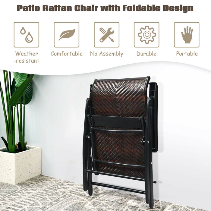 2-Piece Folding Rattan Chairs - Reclining Function, Widened Armrest - Perfect for Relaxation and Outdoor Lounging