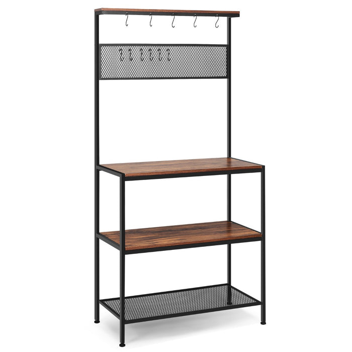 Kitchen Essentials - Microwave Oven Stand Organizer with Hooks and Open Shelves - Perfect Storage Solution for Kitchen Appliances
